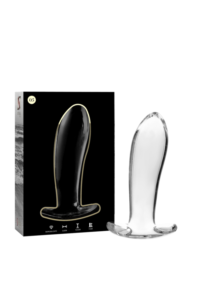 NEBULA SERIES BY IBIZA - MODELLO 5 PLUG ANALE VETRO BOROSILICATO TRASPARENTE 12.5 CM -O- 3.5 CM