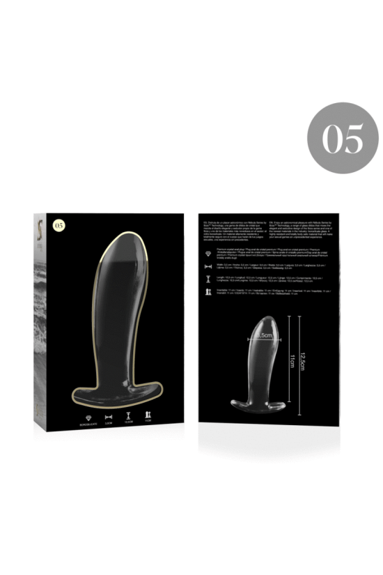 NEBULA SERIES BY IBIZA - MODELLO 5 PLUG ANALE VETRO BOROSILICATO TRASPARENTE 12.5 CM -O- 3.5 CM