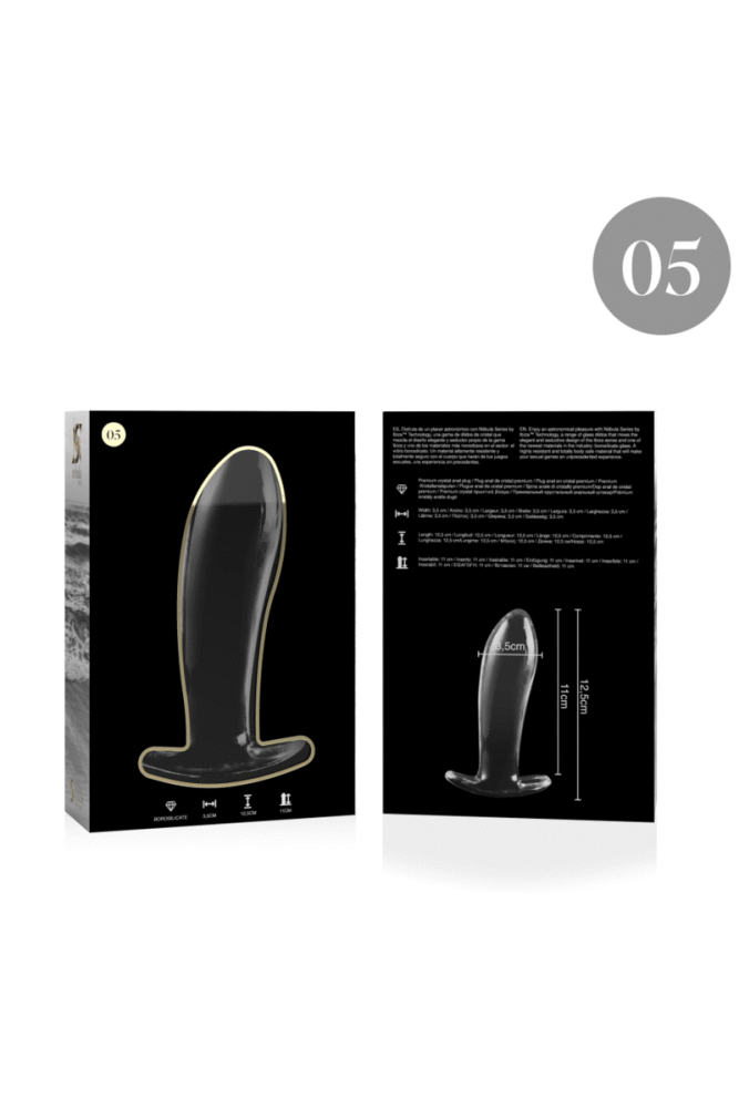 NEBULA SERIES BY IBIZA - MODELLO 5 PLUG ANALE VETRO BOROSILICATO TRASPARENTE 12.5 CM -O- 3.5 CM