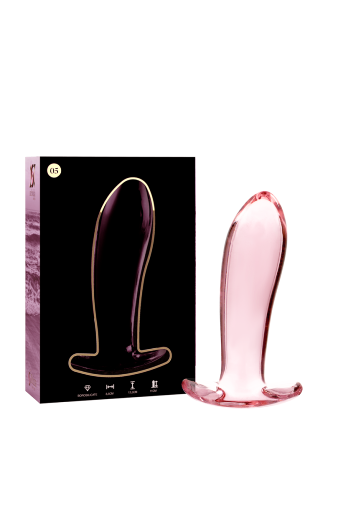 NEBULA SERIES BY IBIZA - MODELLO 5 PLUG ANALE VETRO BOROSILICATO ROSA 12.5 CM -O- 3.5 CM