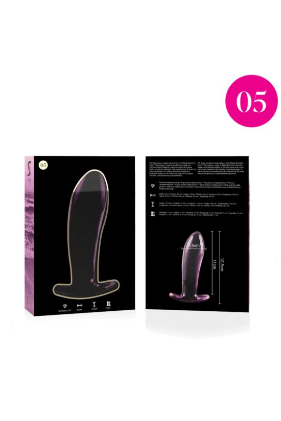 NEBULA SERIES BY IBIZA - MODELLO 5 PLUG ANALE VETRO BOROSILICATO ROSA 12.5 CM -O- 3.5 CM