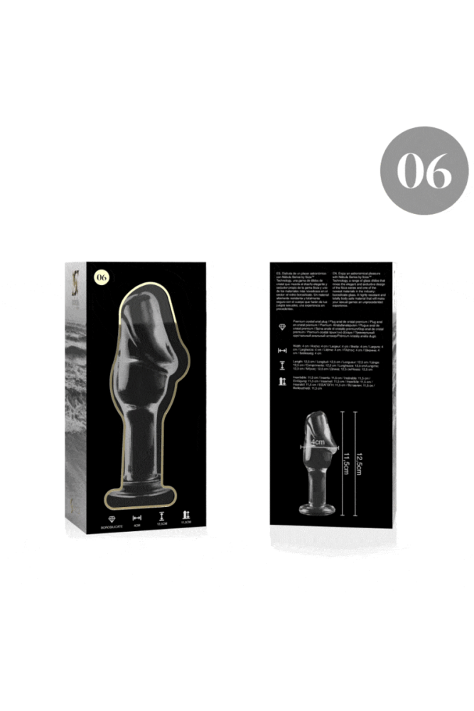 NEBULA SERIES BY IBIZA - MODELLO 6 PLUG ANALE VETRO BOROSILICATO TRASPARENTE 12.5 CM -O- 4 CM