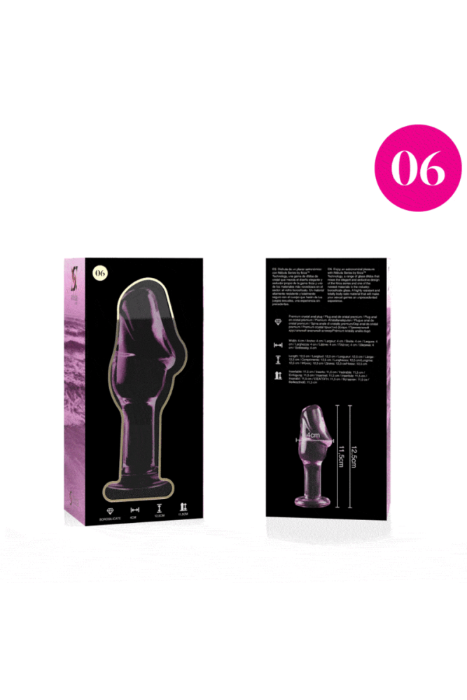 NEBULA SERIES BY IBIZA - MODELLO 6 PLUG ANALE VETRO BOROSILICATO ROSA 12.5 CM -O- 4 CM