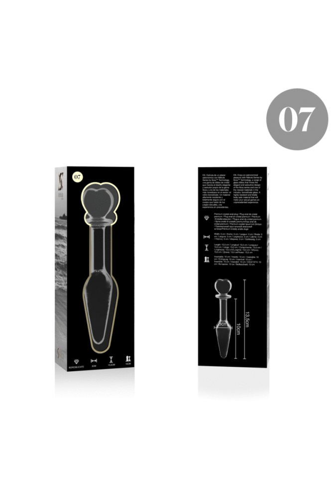 NEBULA SERIES BY IBIZA - MODELLO 7 PLUG ANALE VETRO BOROSILICATO TRASPARENTE 13.5 CM -O- 3 CM