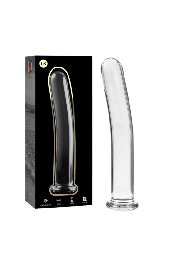 NEBULA SERIES BY IBIZA - MODELLO 8 DILDO IN VETRO BOROSILICATO TRASPARENTE 14.5 CM -O- 2 CM