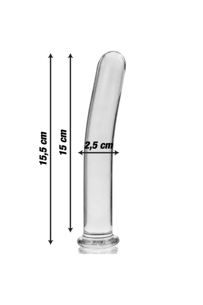 NEBULA SERIES BY IBIZA - MODELLO 9 DILDO IN VETRO BOROSILICATO TRASPARENTE 15.5 CM -O- 2.5 CM