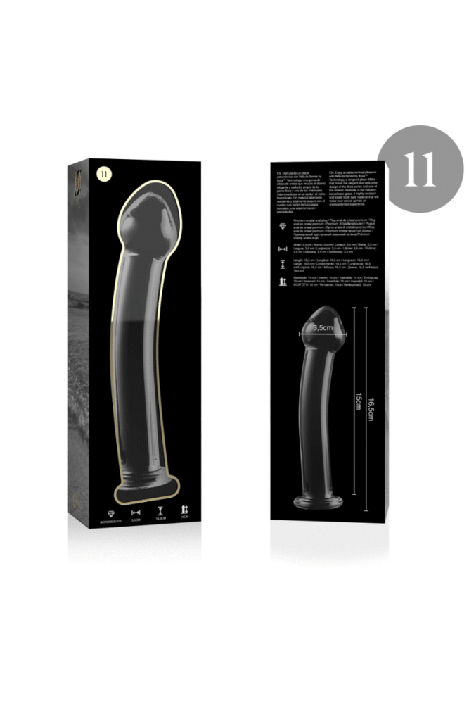 NEBULA SERIES BY IBIZA - MODELLO 11 DILDO IN VETRO BOROSILICATO TRASPARENTE 16 CM -O- 3 CM