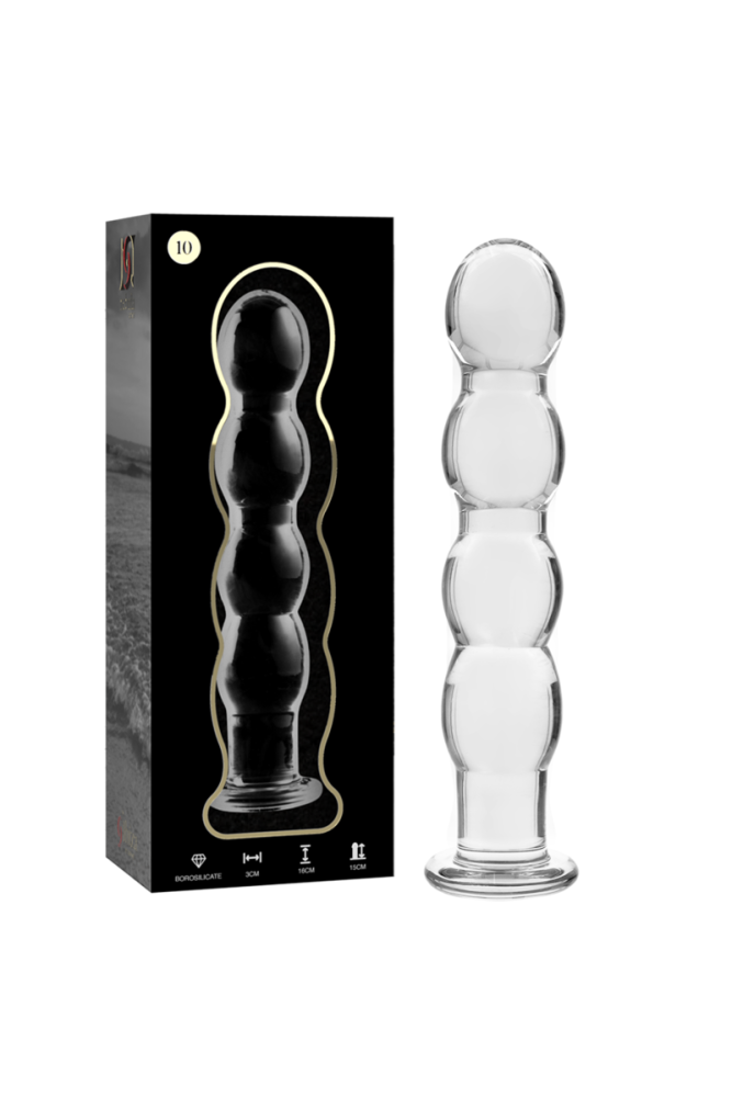 NEBULA SERIES BY IBIZA - MODELLO 10 DILDO IN VETRO BOROSILICATO TRASPARENTE 16.5 CM -O- 3.5 CM