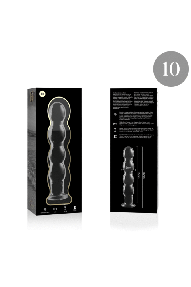 NEBULA SERIES BY IBIZA - MODELLO 10 DILDO IN VETRO BOROSILICATO TRASPARENTE 16.5 CM -O- 3.5 CM