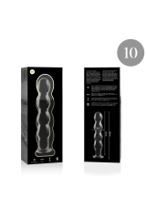 NEBULA SERIES BY IBIZA - MODELLO 10 DILDO IN VETRO BOROSILICATO TRASPARENTE 16.5 CM -O- 3.5 CM