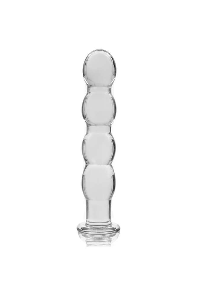 NEBULA SERIES BY IBIZA - MODELLO 10 DILDO IN VETRO BOROSILICATO TRASPARENTE 16.5 CM -O- 3.5 CM