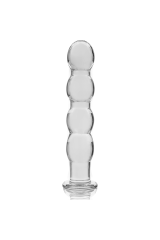 NEBULA SERIES BY IBIZA - MODELLO 10 DILDO IN VETRO BOROSILICATO TRASPARENTE 16.5 CM -O- 3.5 CM