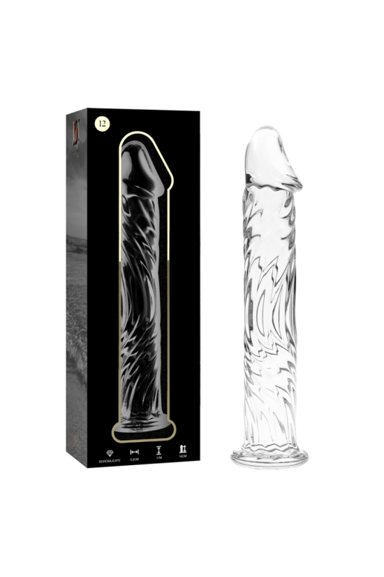 NEBULA SERIES BY IBIZA - MODELLO 12 DILDO IN VETRO BOROSILICATO TRASPARENTE 17 CM -O- 3.5 CM