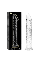 NEBULA SERIES BY IBIZA - MODELLO 12 DILDO IN VETRO BOROSILICATO TRASPARENTE 17 CM -O- 3.5 CM