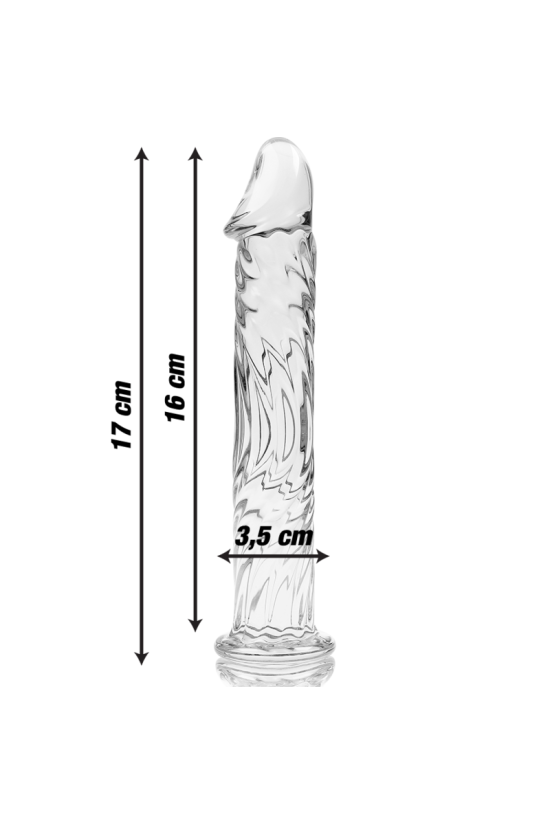 NEBULA SERIES BY IBIZA - MODELLO 12 DILDO IN VETRO BOROSILICATO TRASPARENTE 17 CM -O- 3.5 CM