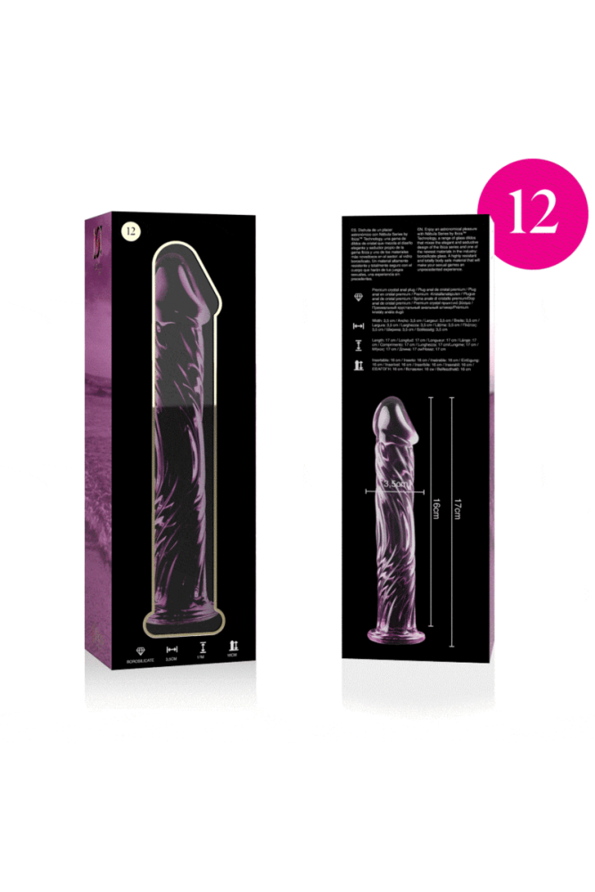 NEBULA SERIES BY IBIZA - MODELLO 12 DILDO IN VETRO BOROSILICATO ROSA 17 CM -O- 3.5 CM
