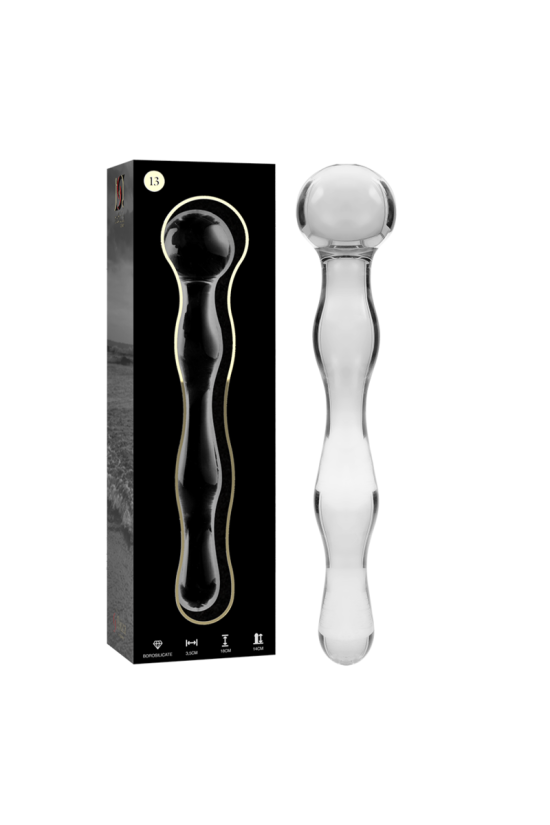 NEBULA SERIES BY IBIZA - MODELLO 13 DILDO IN VETRO BOROSILICATO TRASPARENTE 18 CM -O- 3.5 CM