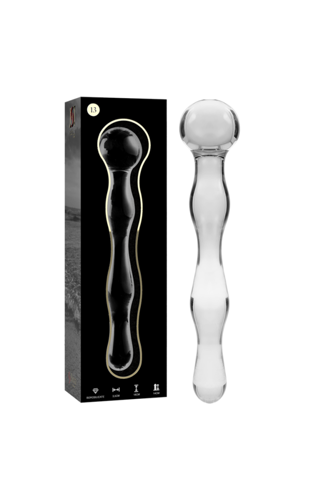 NEBULA SERIES BY IBIZA - MODELLO 13 DILDO IN VETRO BOROSILICATO TRASPARENTE 18 CM -O- 3.5 CM
