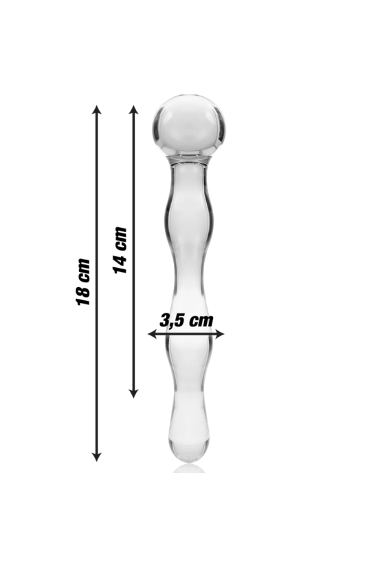 NEBULA SERIES BY IBIZA - MODELLO 13 DILDO IN VETRO BOROSILICATO TRASPARENTE 18 CM -O- 3.5 CM