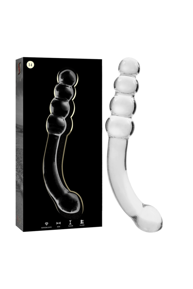 NEBULA SERIES BY IBIZA - MODELLO 14 DILDO IN VETRO BOROSILICATO TRASPARENTE 18.5 CM -O- 3 CM