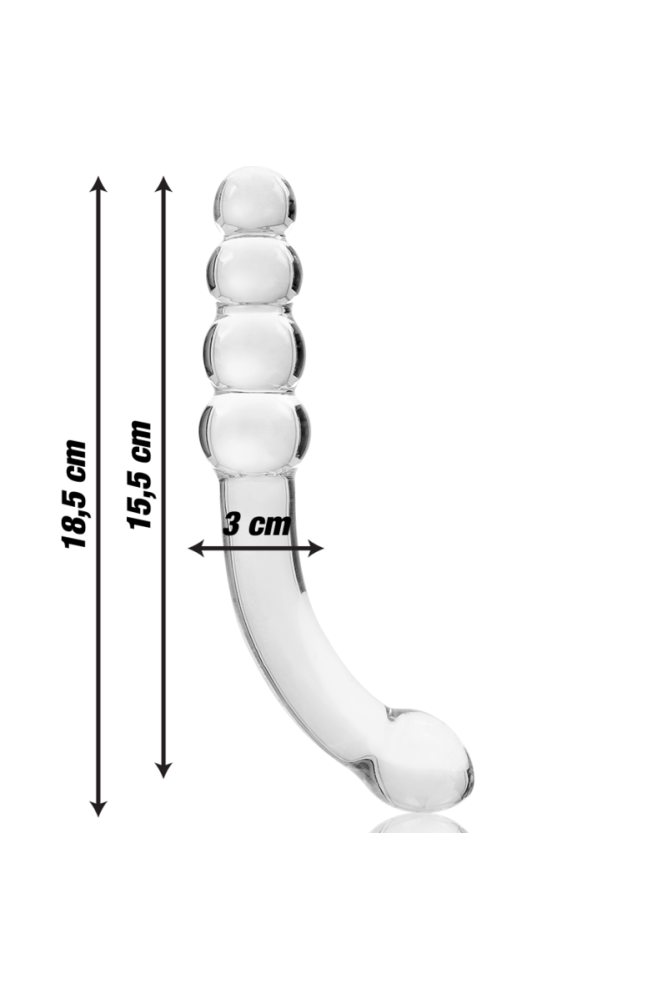 NEBULA SERIES BY IBIZA - MODELLO 14 DILDO IN VETRO BOROSILICATO TRASPARENTE 18.5 CM -O- 3 CM