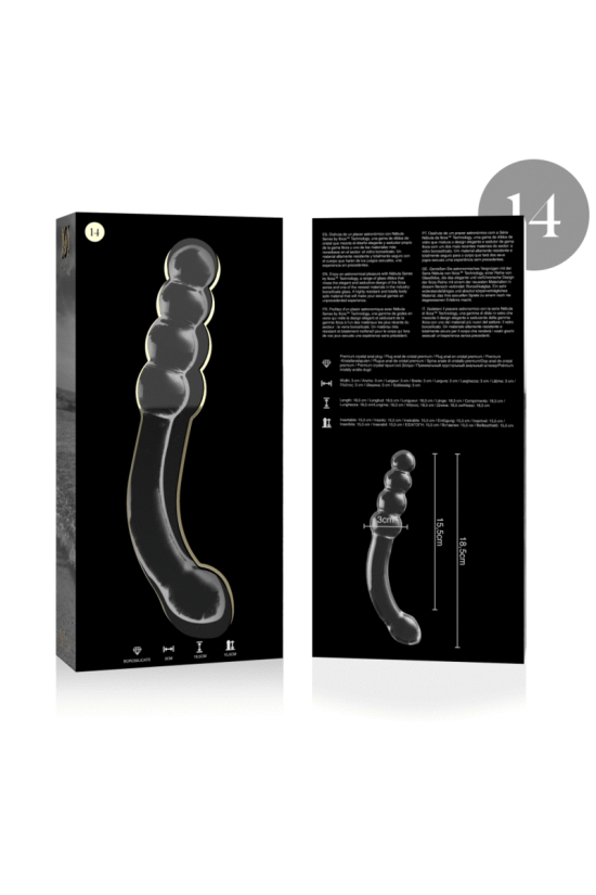 NEBULA SERIES BY IBIZA - MODELLO 14 DILDO IN VETRO BOROSILICATO TRASPARENTE 18.5 CM -O- 3 CM