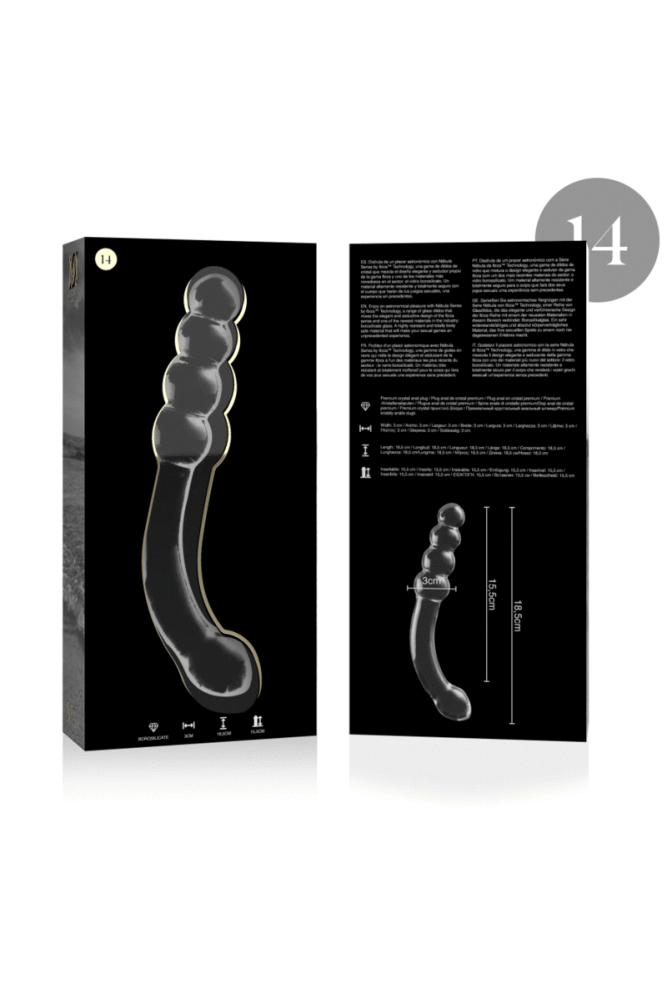 NEBULA SERIES BY IBIZA - MODELLO 14 DILDO IN VETRO BOROSILICATO TRASPARENTE 18.5 CM -O- 3 CM