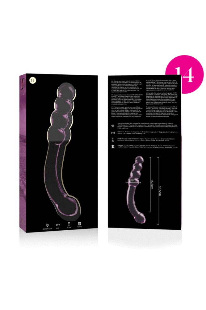 NEBULA SERIES BY IBIZA - MODELLO 14 DILDO IN VETRO BOROSILICATO ROSA 18.5 CM -O- 3 CM