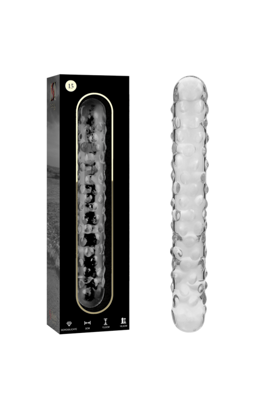 NEBULA SERIES BY IBIZA - MODELLO 15 DILDO IN VETRO BOROSILICATO TRASPARENTE 18.5 CM -O- 3 CM