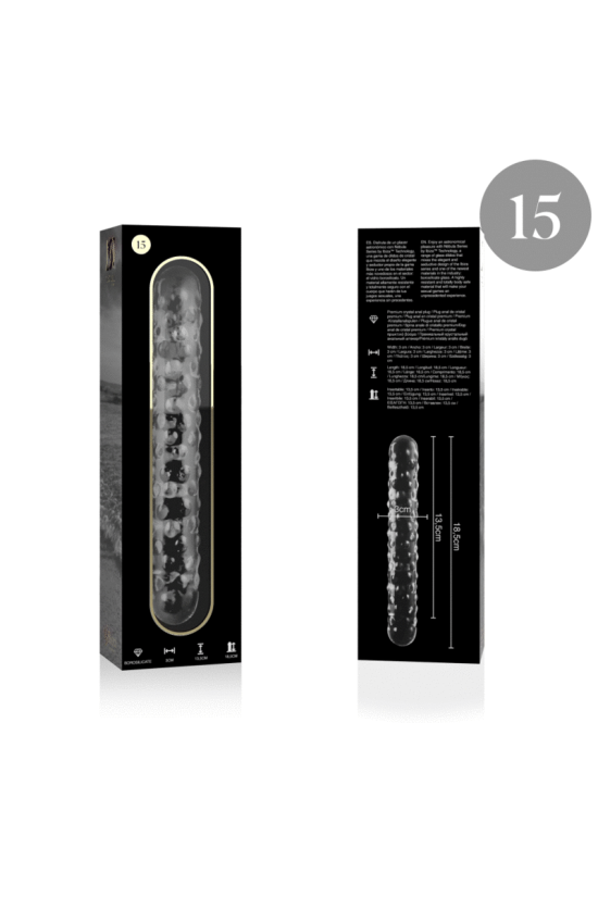 NEBULA SERIES BY IBIZA - MODELLO 15 DILDO IN VETRO BOROSILICATO TRASPARENTE 18.5 CM -O- 3 CM