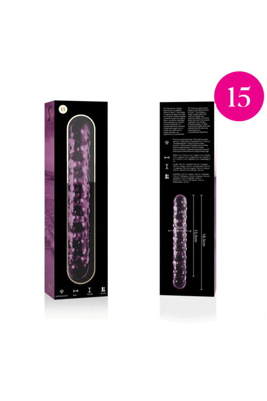 NEBULA SERIES BY IBIZA - MODELLO 15 DILDO IN VETRO BOROSILICATO ROSA 18.5 CM -O- 3 CM