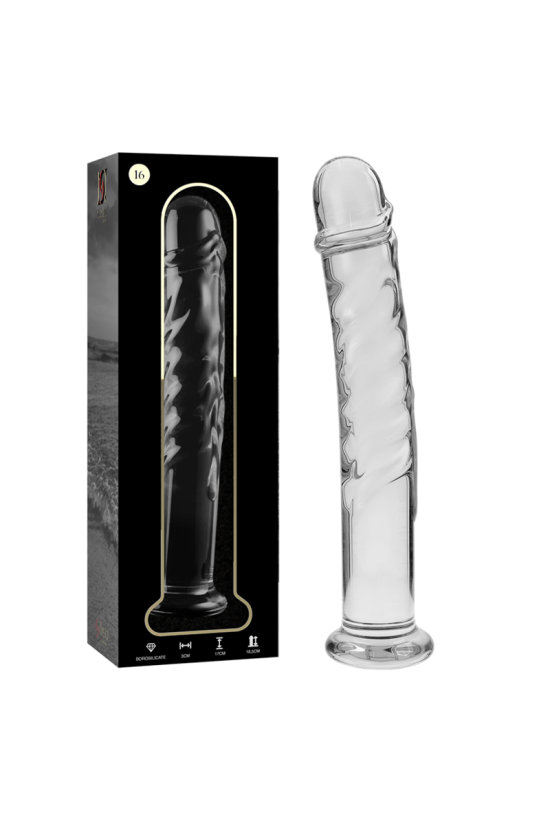 NEBULA SERIES BY IBIZA - MODELLO 16 DILDO IN VETRO BOROSILICATO TRASPARENTE 18.5 CM -O- 3 CM
