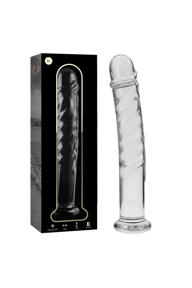 NEBULA SERIES BY IBIZA - MODELLO 16 DILDO IN VETRO BOROSILICATO TRASPARENTE 18.5 CM -O- 3 CM