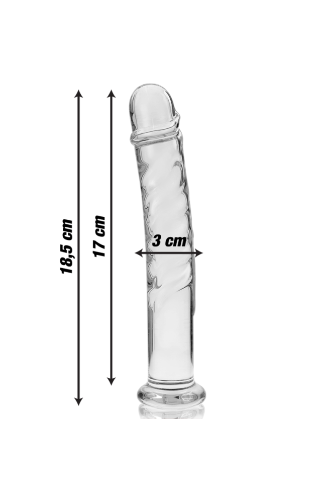 NEBULA SERIES BY IBIZA - MODELLO 16 DILDO IN VETRO BOROSILICATO TRASPARENTE 18.5 CM -O- 3 CM