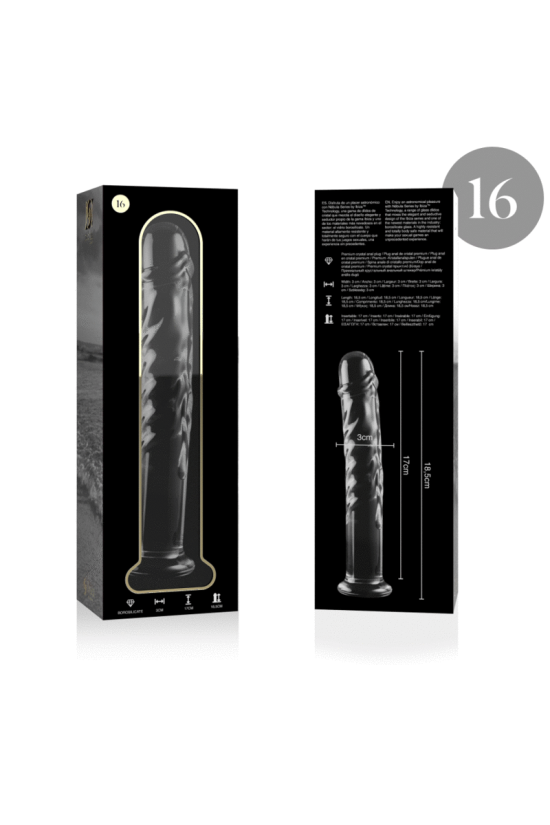 NEBULA SERIES BY IBIZA - MODELLO 16 DILDO IN VETRO BOROSILICATO TRASPARENTE 18.5 CM -O- 3 CM