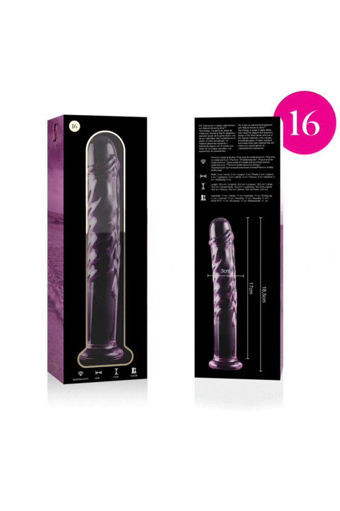 NEBULA SERIES BY IBIZA - MODELLO 16 DILDO IN VETRO BOROSILICATO ROSA 18.5 CM -O- 3 CM
