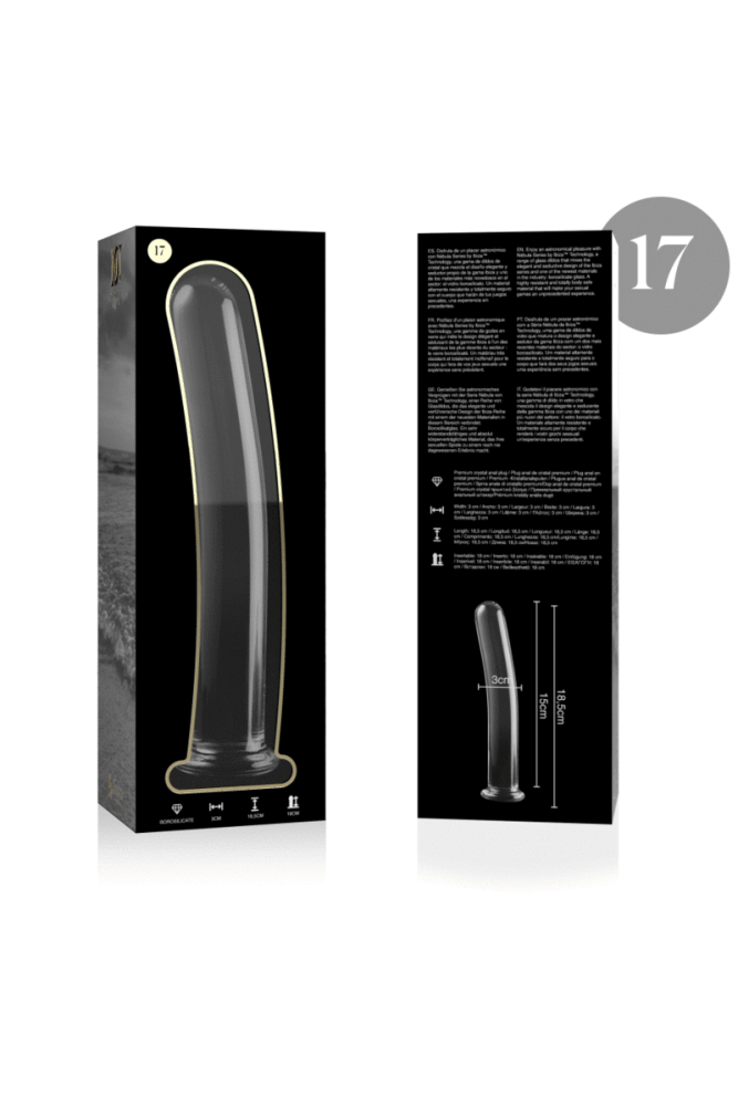 NEBULA SERIES BY IBIZA - MODELLO 17 DILDO IN VETRO BOROSILICATO TRASPARENTE 18.5 CM -O- 3 CM