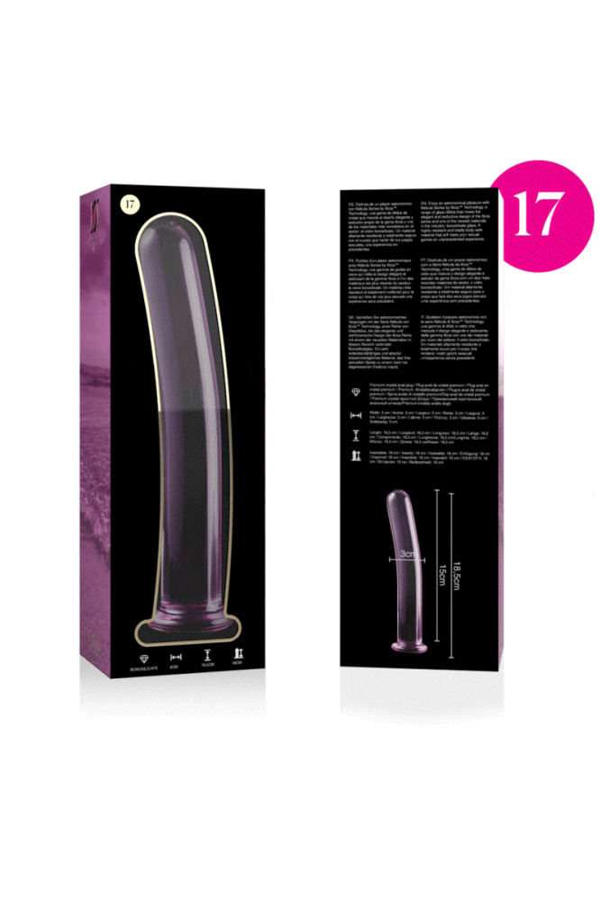 NEBULA SERIES BY IBIZA - MODELLO 17 DILDO IN VETRO BOROSILICATO ROSA 18.5 CM -O- 3 CM