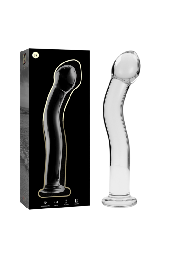 NEBULA SERIES BY IBIZA - MODELLO 18 DILDO IN VETRO BOROSILICATO TRASPARENTE 18.5 CM -O- 3.5 CM