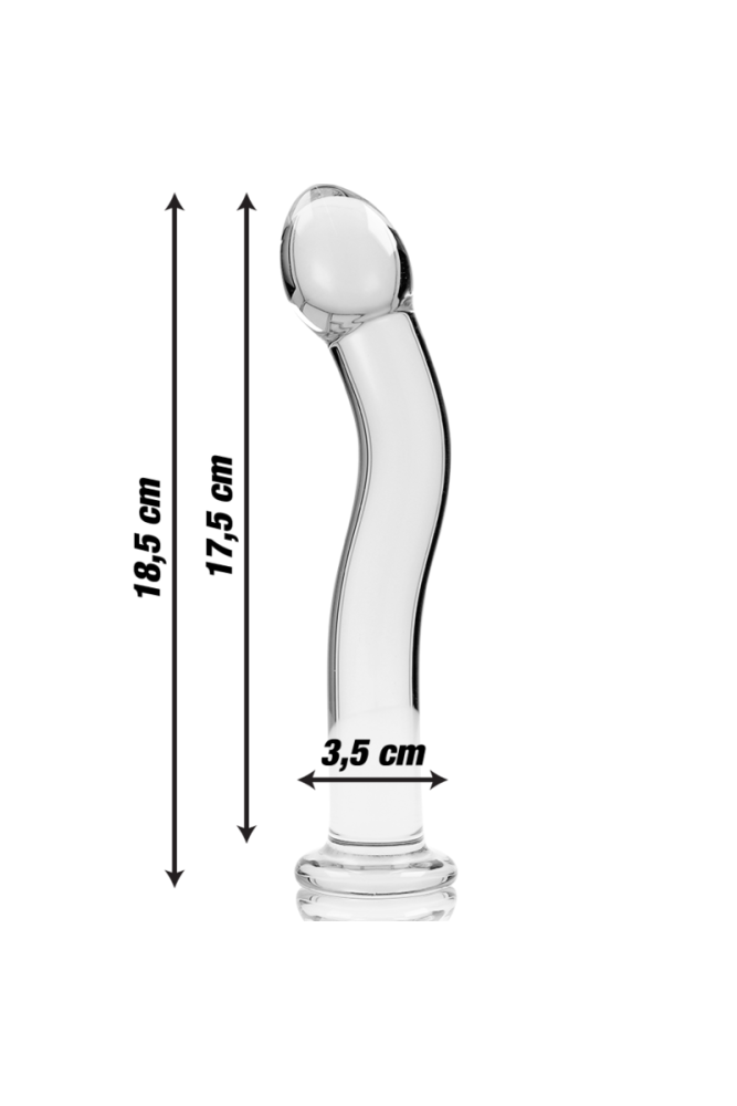 NEBULA SERIES BY IBIZA - MODELLO 18 DILDO IN VETRO BOROSILICATO TRASPARENTE 18.5 CM -O- 3.5 CM