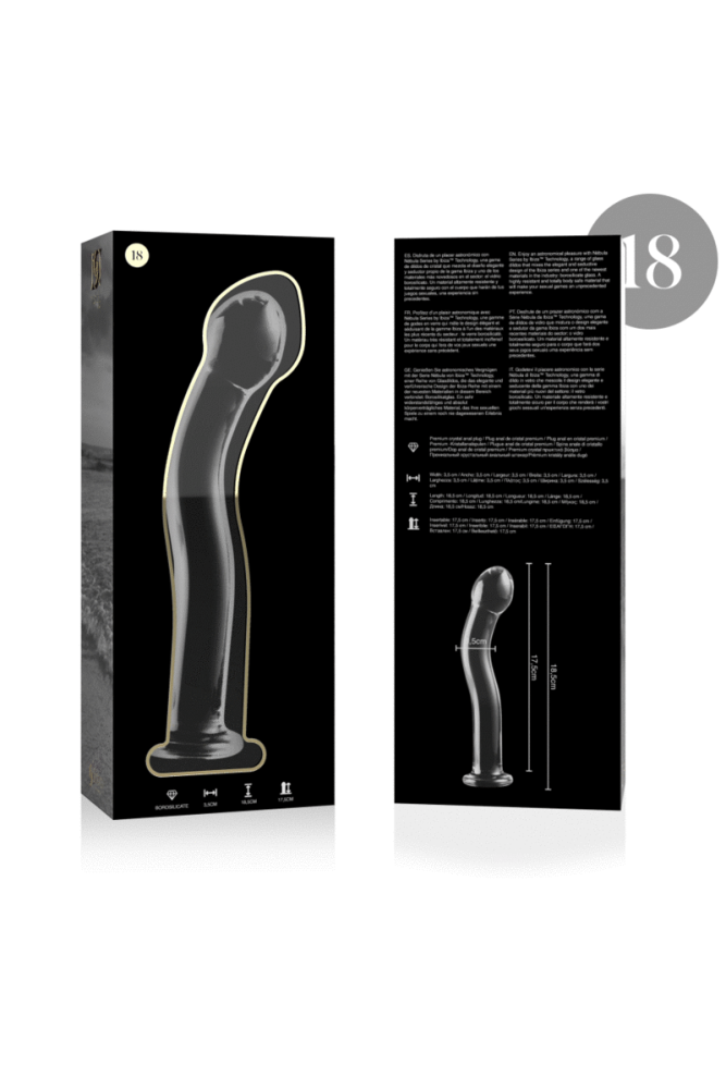 NEBULA SERIES BY IBIZA - MODELLO 18 DILDO IN VETRO BOROSILICATO TRASPARENTE 18.5 CM -O- 3.5 CM