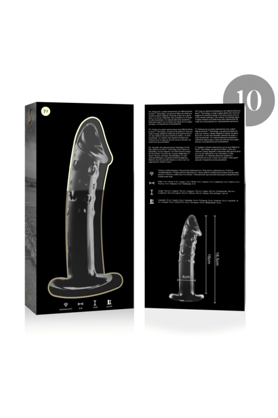 NEBULA SERIES BY IBIZA - MODELLO 19 DILDO IN VETRO BOROSILICATO TRASPARENTE 18.5 CM -O- 4 CM