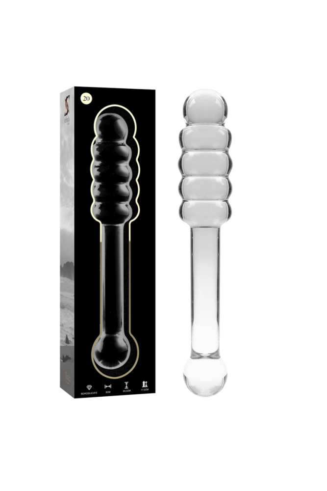 NEBULA SERIES BY IBIZA - MODELLO 20 DILDO IN VETRO BOROSILICATO TRASPARENTE 20.5 CM -O- 3 CM