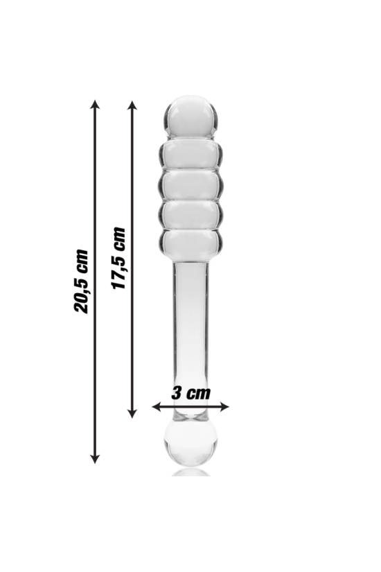 NEBULA SERIES BY IBIZA - MODELLO 20 DILDO IN VETRO BOROSILICATO TRASPARENTE 20.5 CM -O- 3 CM