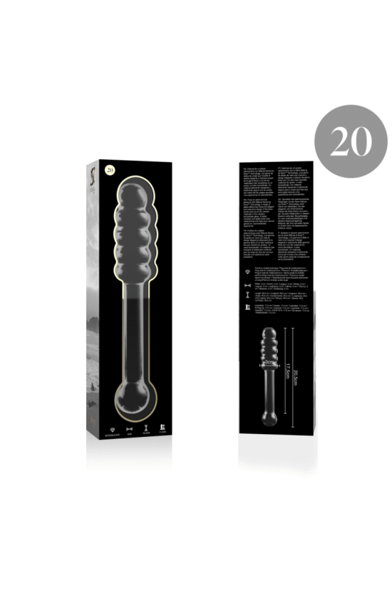 NEBULA SERIES BY IBIZA - MODELLO 20 DILDO IN VETRO BOROSILICATO TRASPARENTE 20.5 CM -O- 3 CM