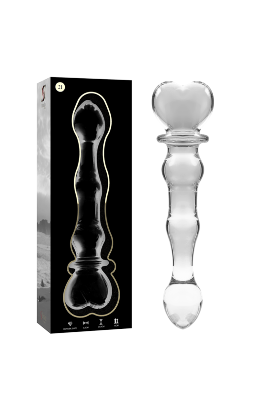 NEBULA SERIES BY IBIZA - MODELLO 21 DILDO IN VETRO BOROSILICATO TRASPARENTE 20.5 CM -O- 3.5 CM