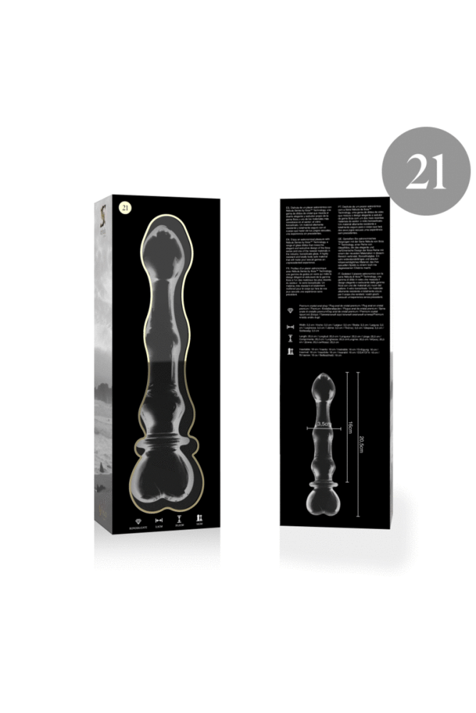 NEBULA SERIES BY IBIZA - MODELLO 21 DILDO IN VETRO BOROSILICATO TRASPARENTE 20.5 CM -O- 3.5 CM