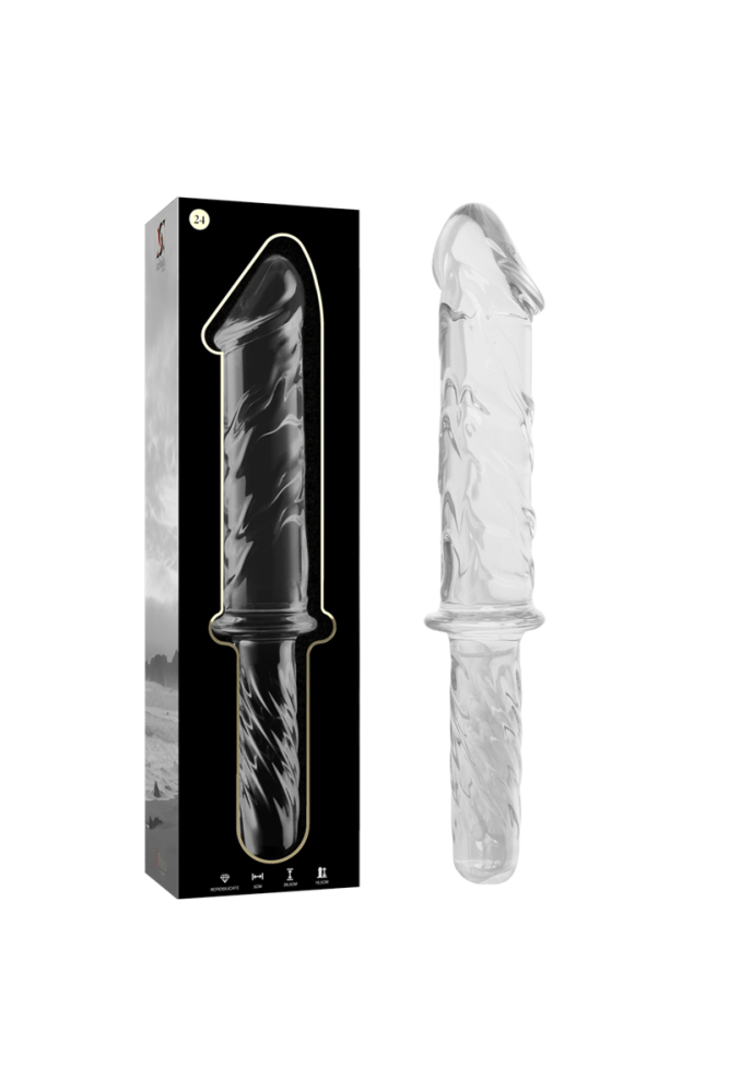 NEBULA SERIES BY IBIZA - MODELLO 24 DILDO IN VETRO BOROSILICATO TRASPARENTE 28.5 CM -O- 5 CM