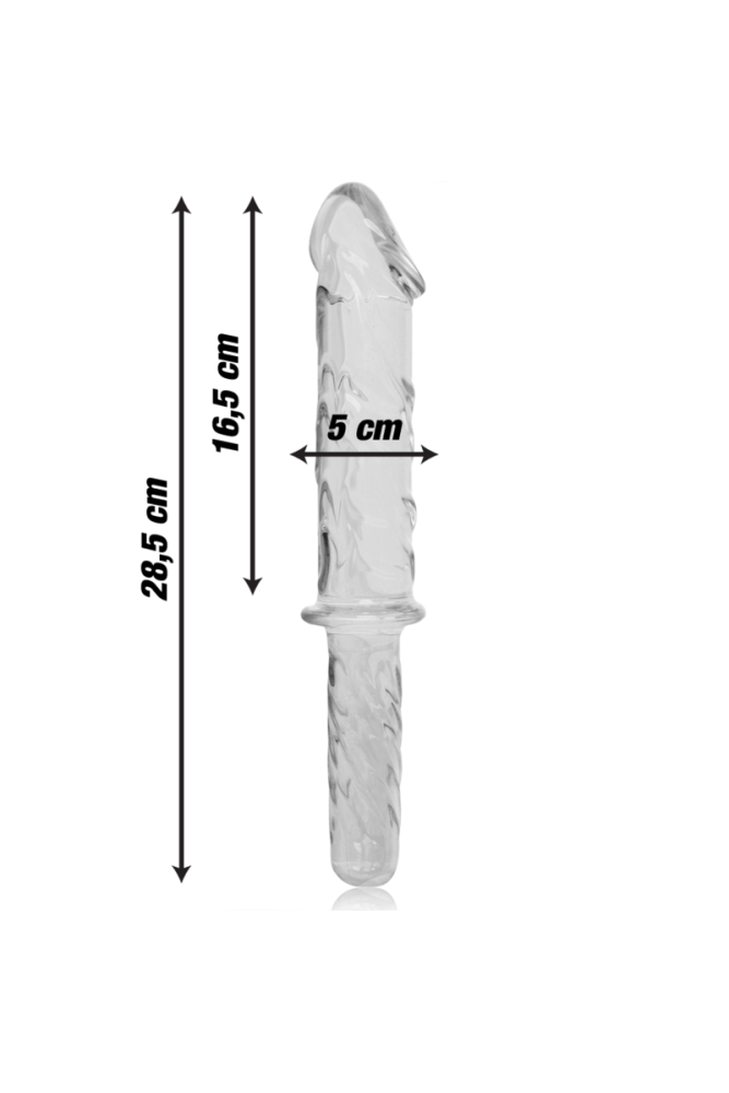 NEBULA SERIES BY IBIZA - MODELLO 24 DILDO IN VETRO BOROSILICATO TRASPARENTE 28.5 CM -O- 5 CM