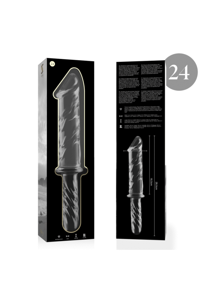 NEBULA SERIES BY IBIZA - MODELLO 24 DILDO IN VETRO BOROSILICATO TRASPARENTE 28.5 CM -O- 5 CM